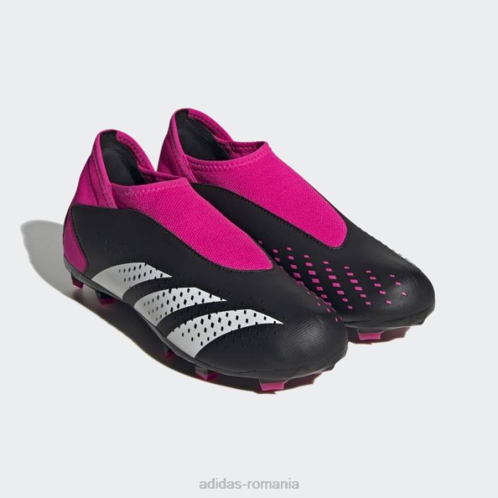 Adidas black predator accuracy.3 cizme de teren ferm fără șireturi adidas copii negru/alb/roz 2JBN3531
