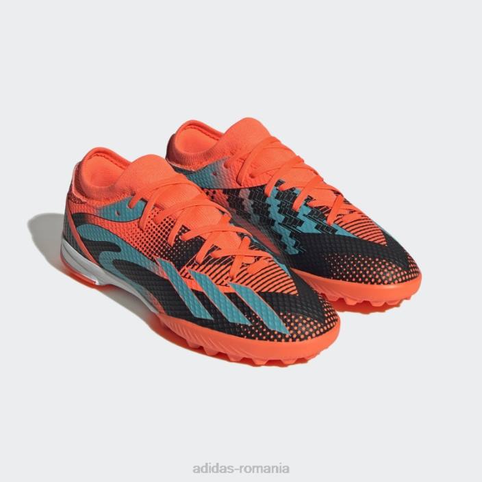 Adidas cizme stilate negre x speedportal messi.3 turf copii portocaliu/papură cu mentă/negru 2JBN17593