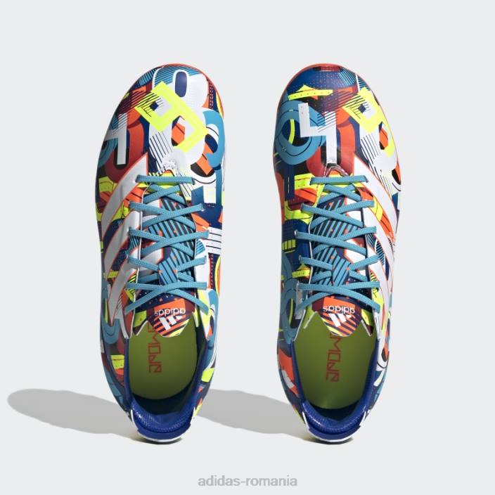 Adidas crampoane de fotbal cian pentru teren ferm copii cyan/alb/rosu 2JBN24868