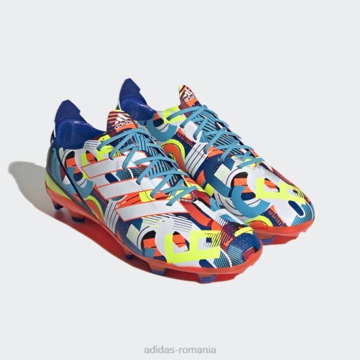 Adidas crampoane de fotbal cian pentru teren ferm copii cyan/alb/rosu 2JBN24868