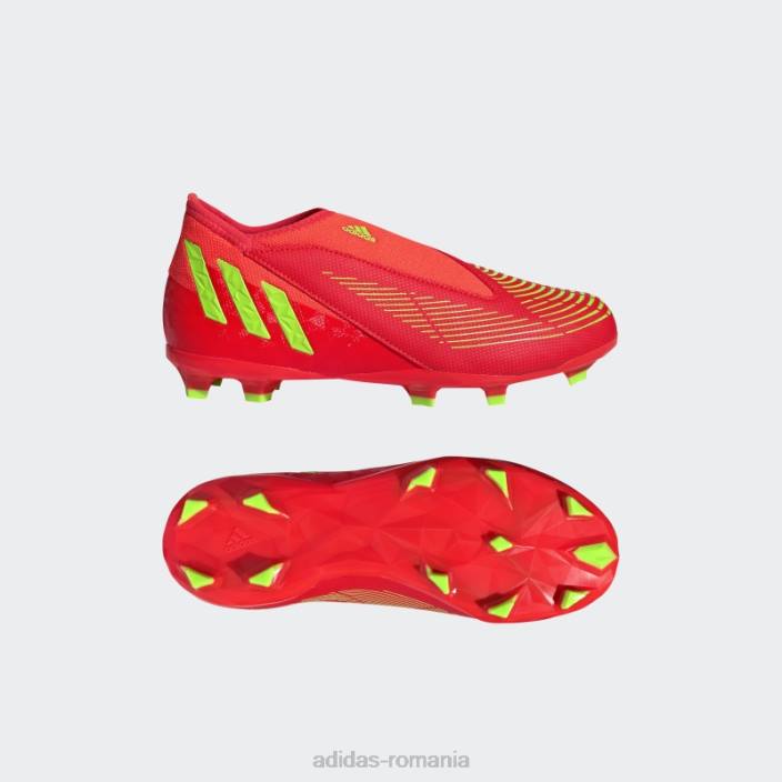 Adidas predator edge.3 crampoane de teren ferm fără șireturi roșii adidas copii roșu/verde/negru 2JBN11490