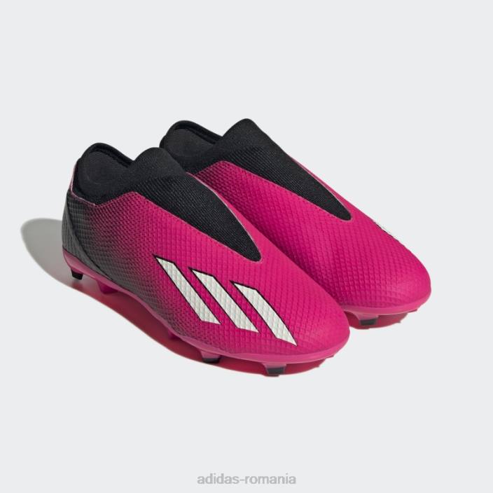 Adidas roz x speedportal.3 crampoane de fotbal pentru teren ferm, fără șireturi, adidas copii roz/zero metalic/negru 2JBN24855