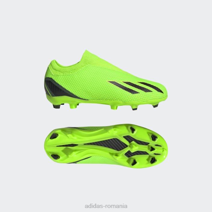 Adidas verde x speedportal.3 crampoane fără șireturi pentru teren ferm copii verde/negru/galben 2JBN11512