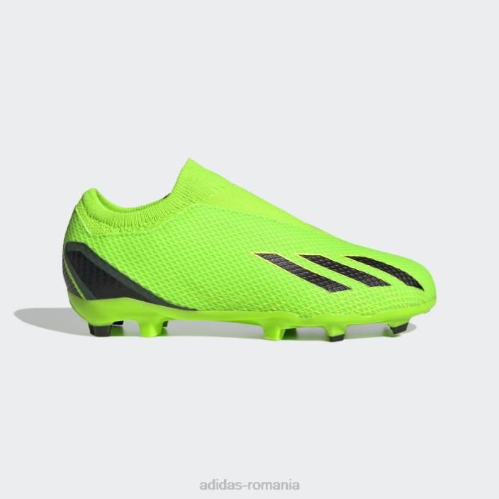 Adidas verde x speedportal.3 crampoane fără șireturi pentru teren ferm copii verde/negru/galben 2JBN11512