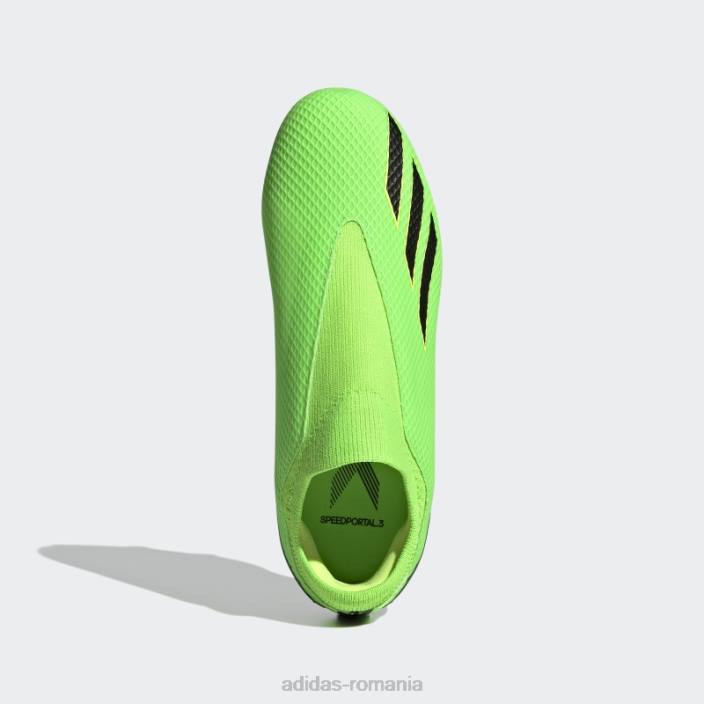 Adidas verde x speedportal.3 crampoane fără șireturi pentru teren ferm copii verde/negru/galben 2JBN11512