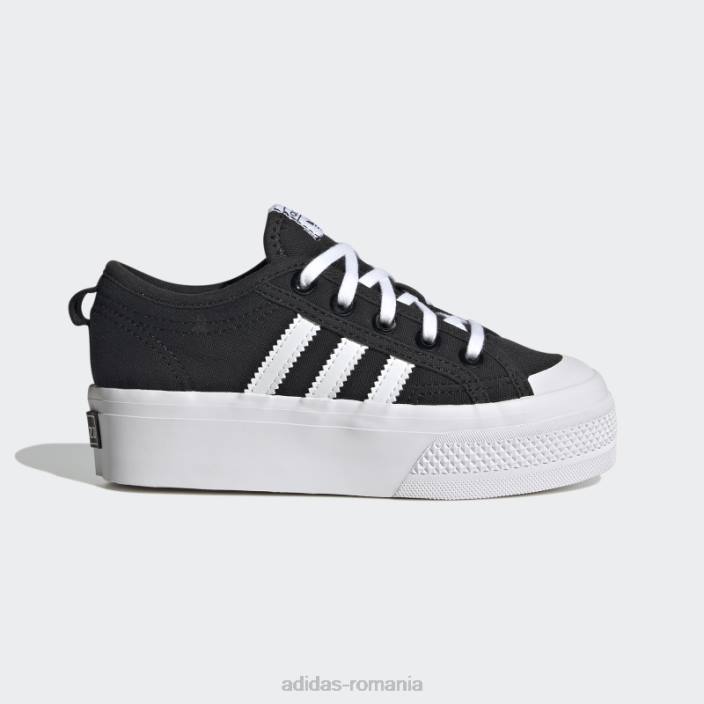 Adidas fashion nizza pantofi cu platformă alb copii alb negru 2JBN17988