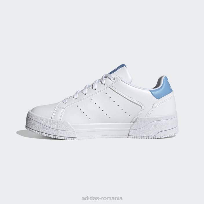 Adidas pantofi albi court tourino copii alb/albastru deschis/negru 2JBN18065