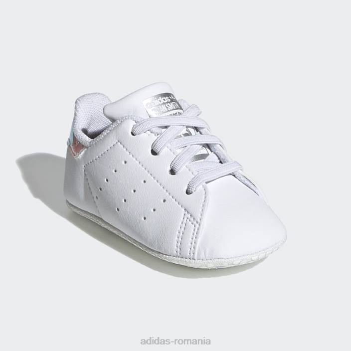 Adidas pantofi albi pentru patut stan smith copii alb/argintiu 2JBN19109