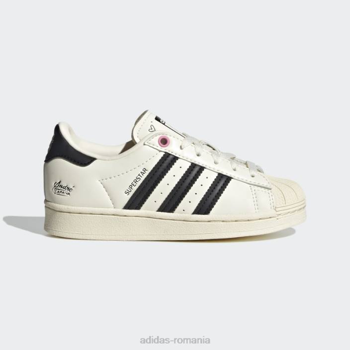 Adidas pantofi albi superstar x andré saraiva copii alb negru 2JBN11530