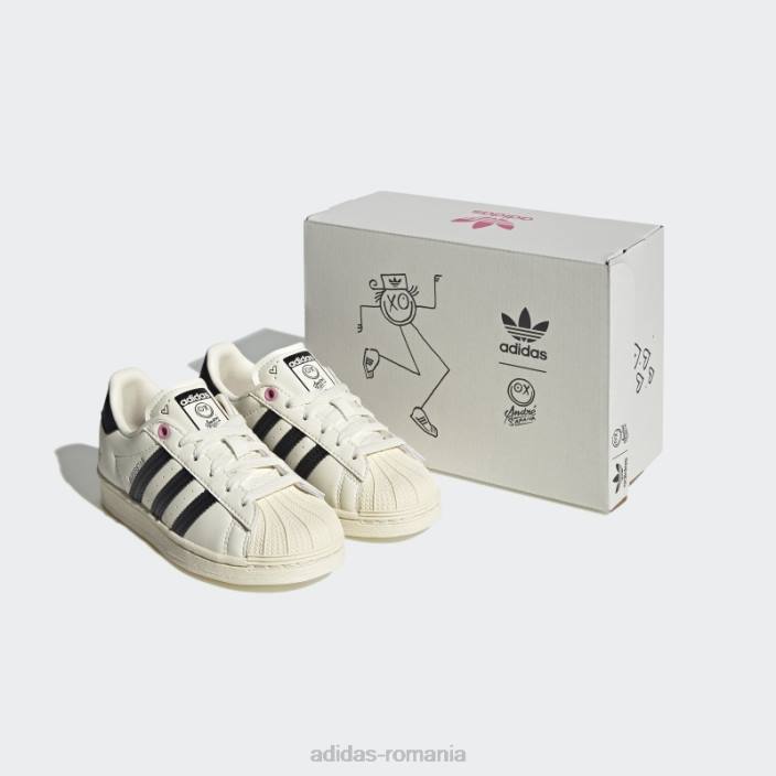 Adidas pantofi albi superstar x andré saraiva copii alb negru 2JBN11530