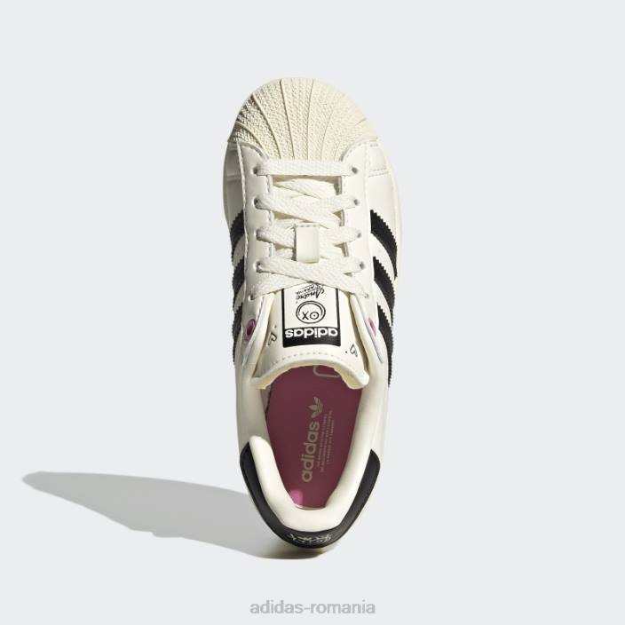 Adidas pantofi albi superstar x andré saraiva copii alb negru 2JBN11530
