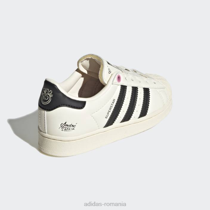 Adidas pantofi albi superstar x andré saraiva copii alb negru 2JBN11530