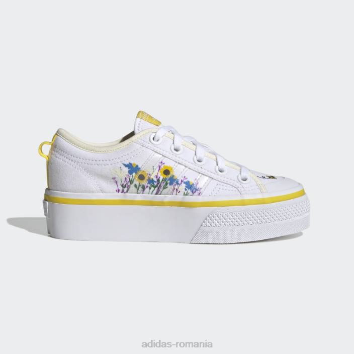 Adidas pantofi cu platformă nizza albi la modă copii alb/galben 2JBN11302