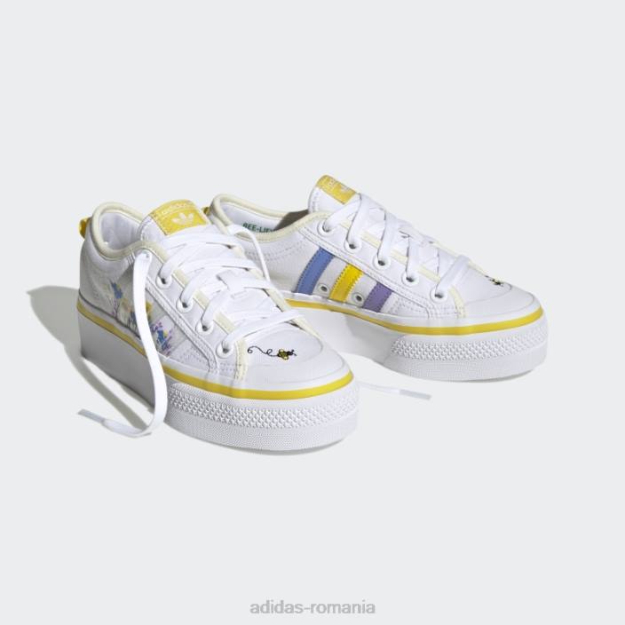 Adidas pantofi cu platformă nizza albi la modă copii alb/galben 2JBN11302