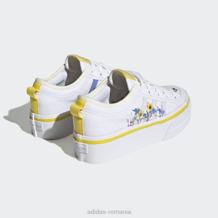 Adidas pantofi cu platformă nizza albi la modă copii alb/galben 2JBN11302