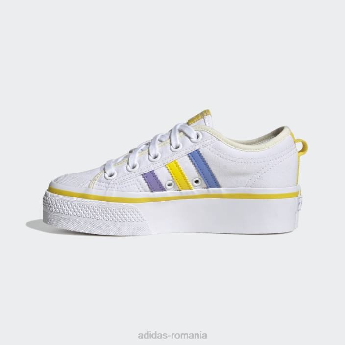Adidas pantofi cu platformă nizza albi la modă copii alb/galben 2JBN11302