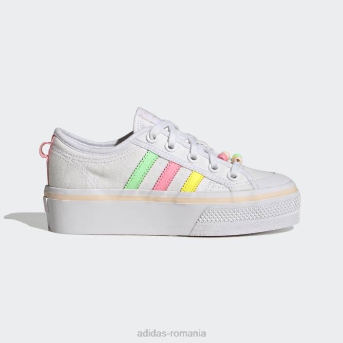 Adidas pantofi cu platformă nizza beam roz copii alb/galben/roz fascicul 2JBN18075