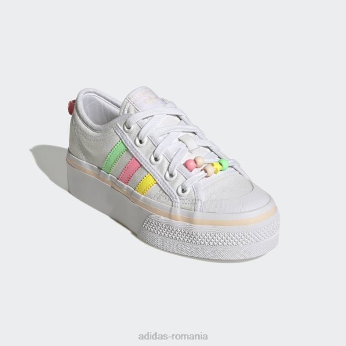 Adidas pantofi cu platformă nizza beam roz copii alb/galben/roz fascicul 2JBN18075