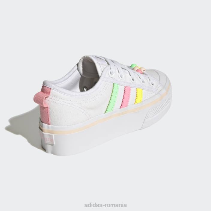 Adidas pantofi cu platformă nizza beam roz copii alb/galben/roz fascicul 2JBN18075