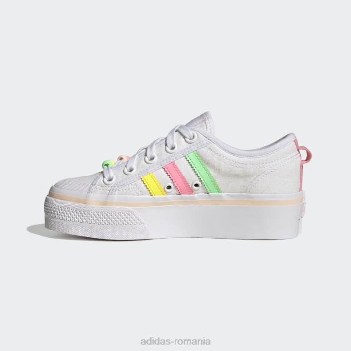 Adidas pantofi cu platformă nizza beam roz copii alb/galben/roz fascicul 2JBN18075