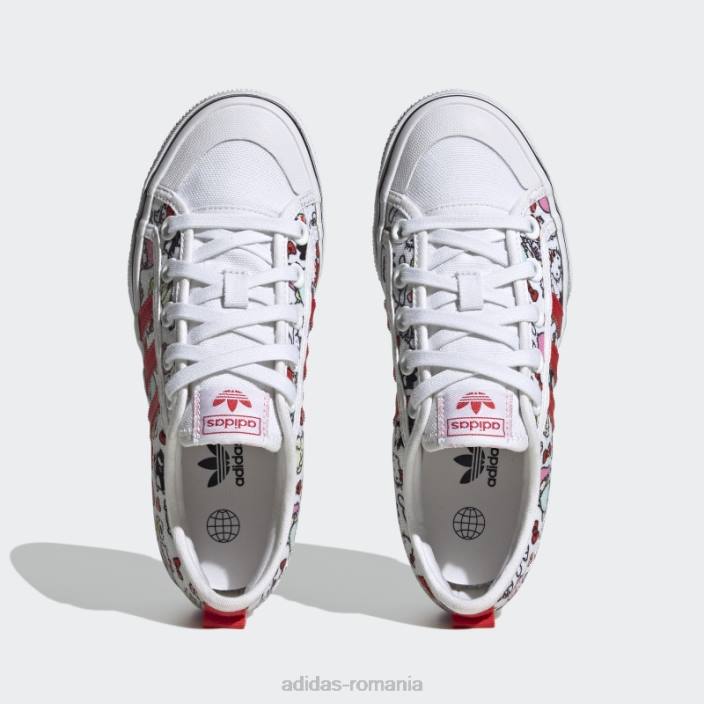 Adidas pantofi cu platformă nizza roșii stilați copii alb/negru/rosu 2JBN11248