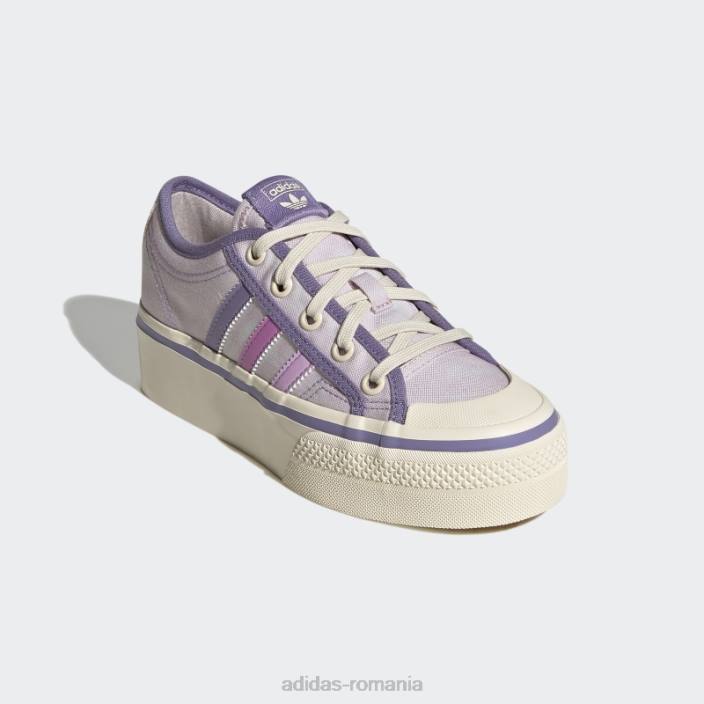 Adidas pantofi cu platformă nizza roz copii roz/liliac/alb 2JBN18098