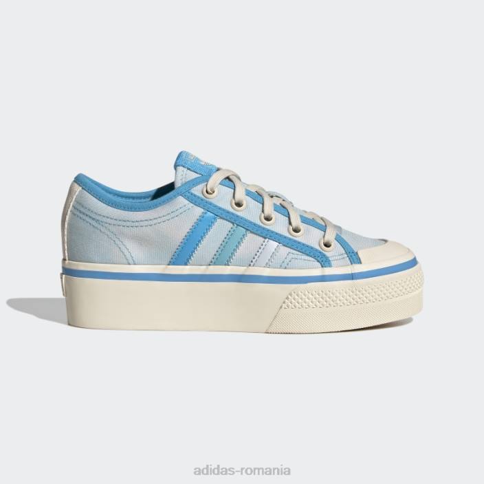 Adidas pantofi cu platforma nizza albastru adidas copii albastru/papură a cerului/alb 2JBN18072