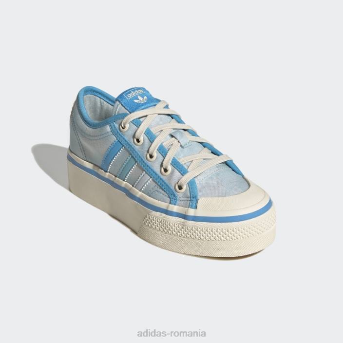Adidas pantofi cu platforma nizza albastru adidas copii albastru/papură a cerului/alb 2JBN18072