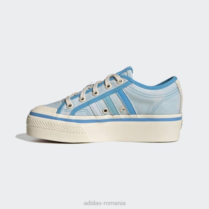 Adidas pantofi cu platforma nizza albastru adidas copii albastru/papură a cerului/alb 2JBN18072
