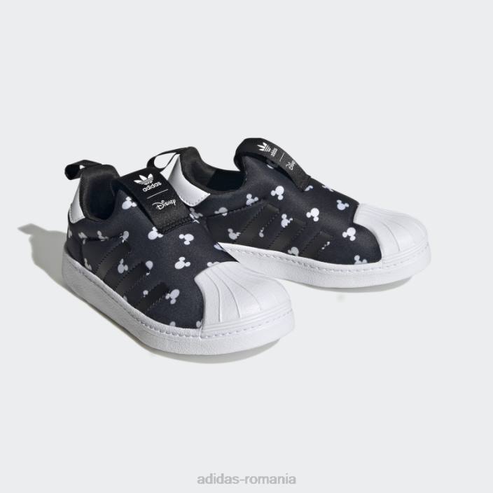 Adidas pantofi fashion superstar 360 alb copii alb negru 2JBN18249