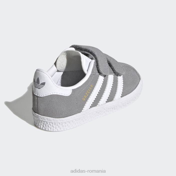 Adidas pantofi gazelle gri adidas copii gri/alb/auriu metalic 2JBN17826