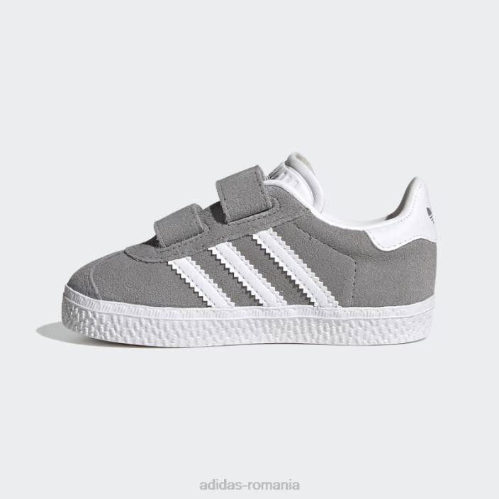 Adidas pantofi gazelle gri adidas copii gri/alb/auriu metalic 2JBN17826