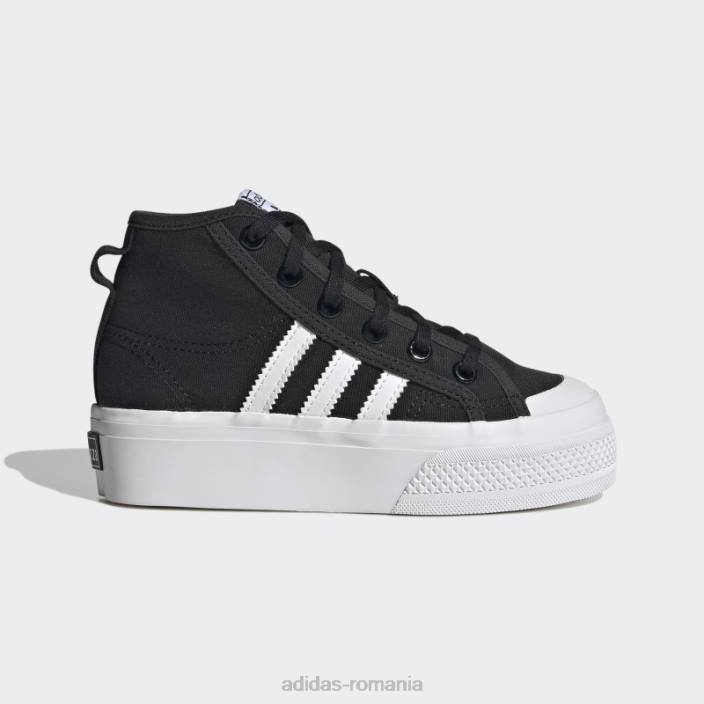 Adidas pantofi mijlocii platforma nizza alb copii alb negru 2JBN11330