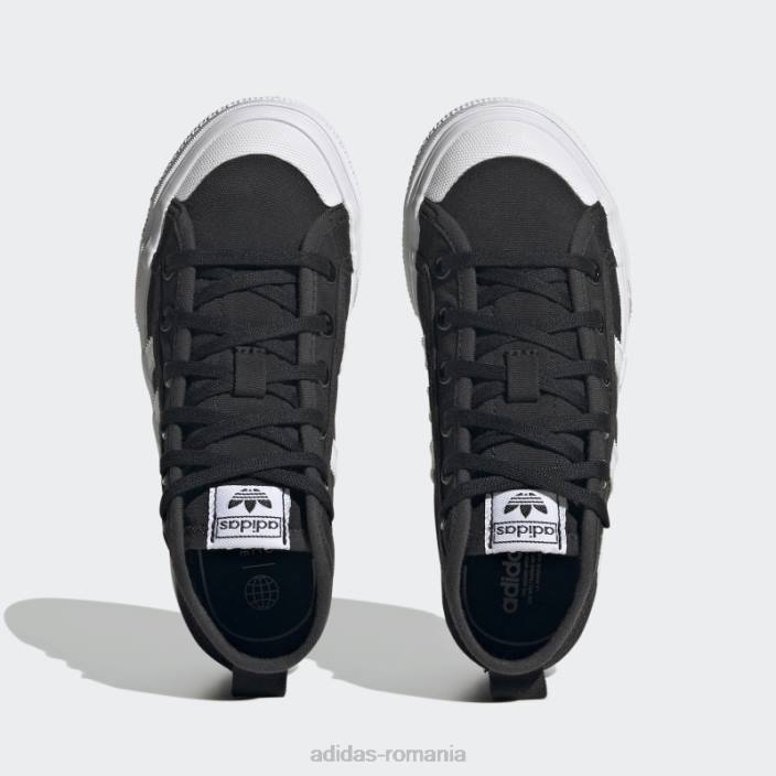 Adidas pantofi mijlocii platforma nizza alb copii alb negru 2JBN11330