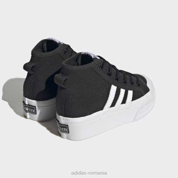 Adidas pantofi mijlocii platforma nizza alb copii alb negru 2JBN11330