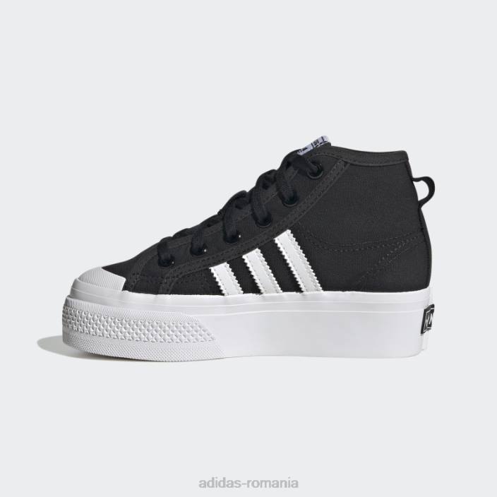 Adidas pantofi mijlocii platforma nizza alb copii alb negru 2JBN11330