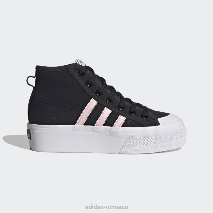 Adidas pantofi negri nizza platform mid adidas copii negru/roz/alb 2JBN17943