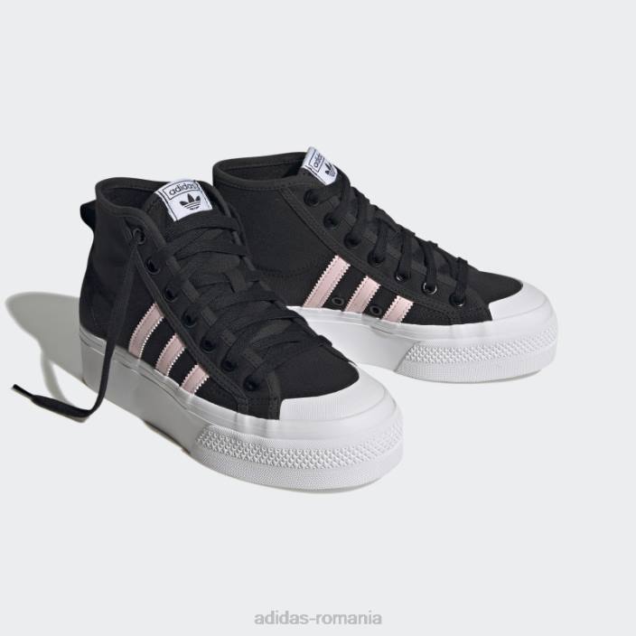 Adidas pantofi negri nizza platform mid adidas copii negru/roz/alb 2JBN17943