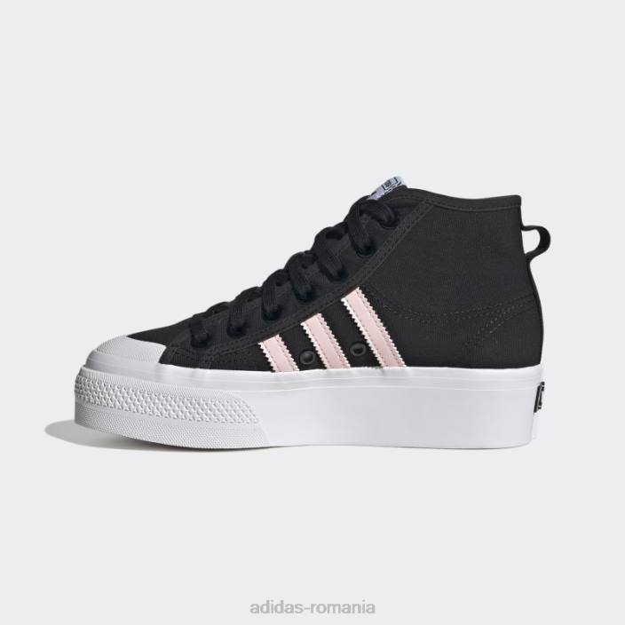 Adidas pantofi negri nizza platform mid adidas copii negru/roz/alb 2JBN17943