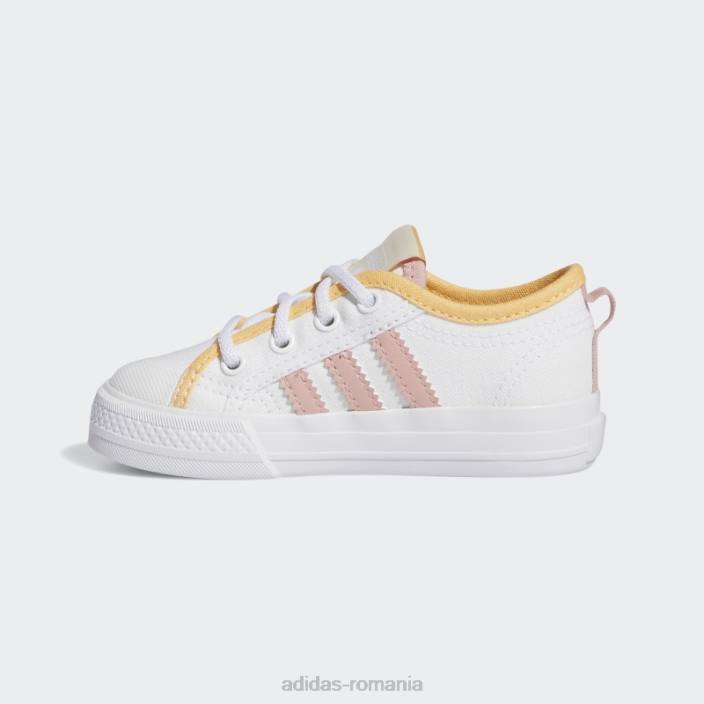 Adidas pantofi nizza chihlimbar fierbinte copii alb/mov/chihlimbar 2JBN18202