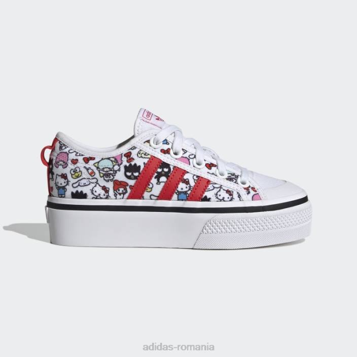 Adidas pantofi roșii eleganti cu platformă nizza copii alb/negru/rosu 2JBN17730