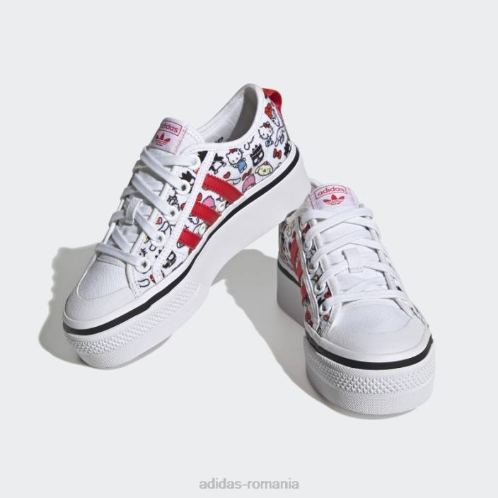 Adidas pantofi roșii eleganti cu platformă nizza copii alb/negru/rosu 2JBN17730