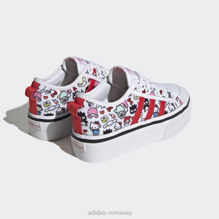 Adidas pantofi roșii eleganti cu platformă nizza copii alb/negru/rosu 2JBN17730