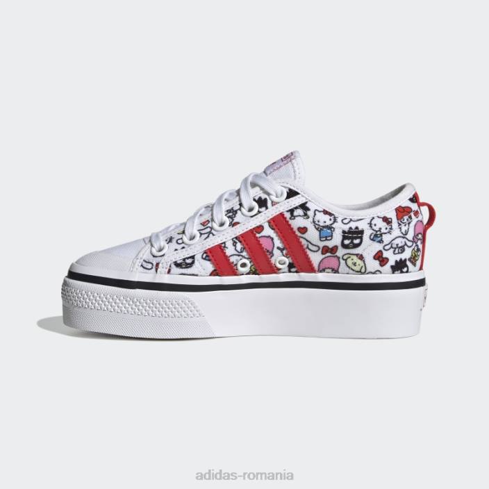 Adidas pantofi roșii eleganti cu platformă nizza copii alb/negru/rosu 2JBN17730