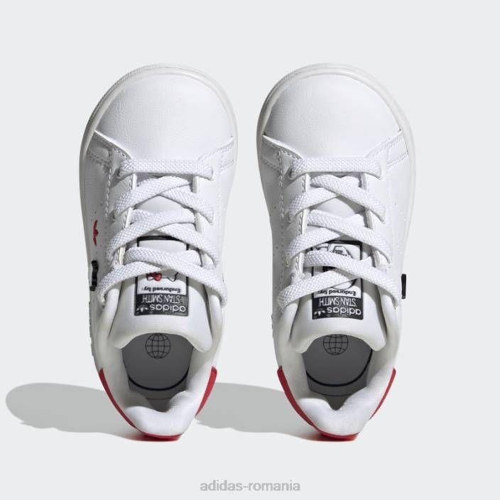 Adidas pantofi roșii stan smith stilați copii alb/negru/rosu 2JBN11145