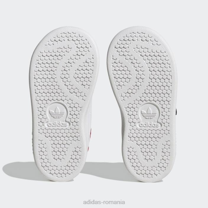 Adidas pantofi roșii stan smith stilați copii alb/negru/rosu 2JBN11145