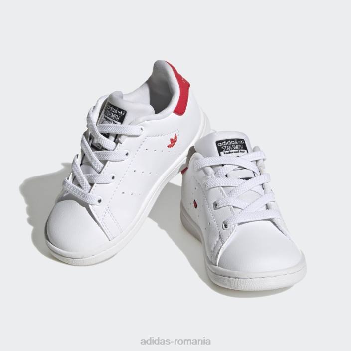 Adidas pantofi roșii stan smith stilați copii alb/negru/rosu 2JBN11145