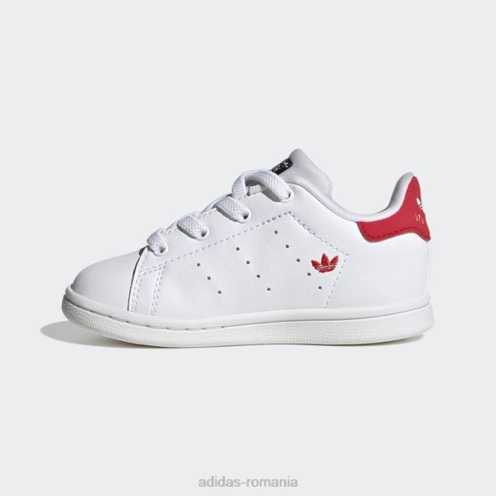 Adidas pantofi roșii stan smith stilați copii alb/negru/rosu 2JBN11145