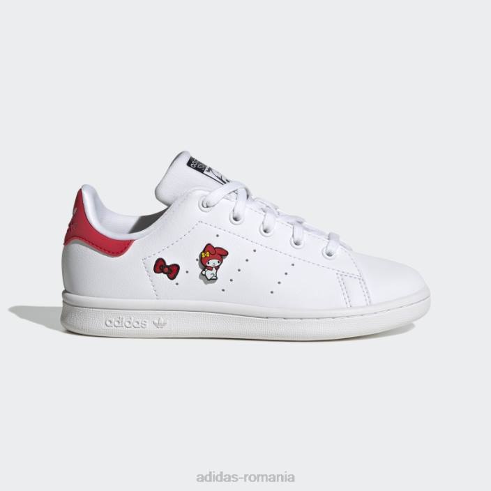 Adidas pantofi roșii stan smith stilați copii alb/negru/rosu 2JBN18243