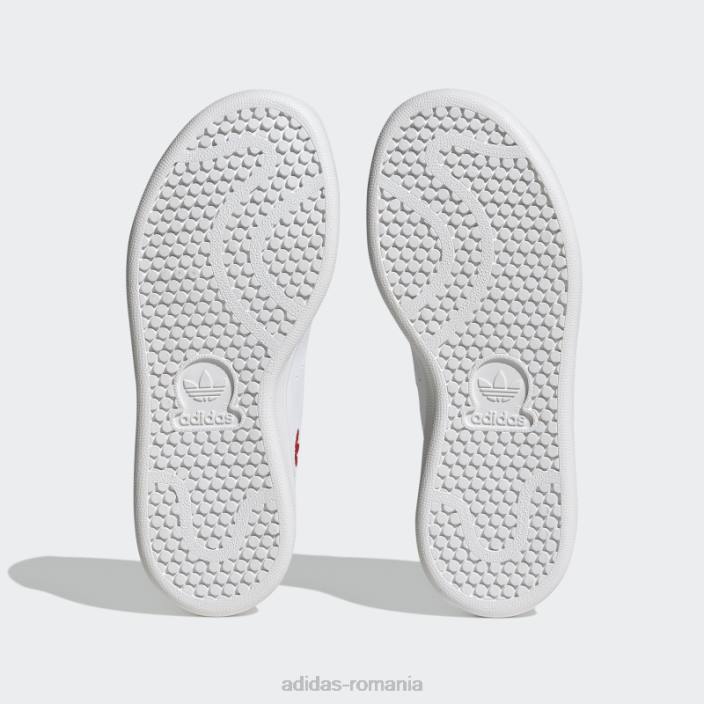 Adidas pantofi roșii stan smith stilați copii alb/negru/rosu 2JBN18243